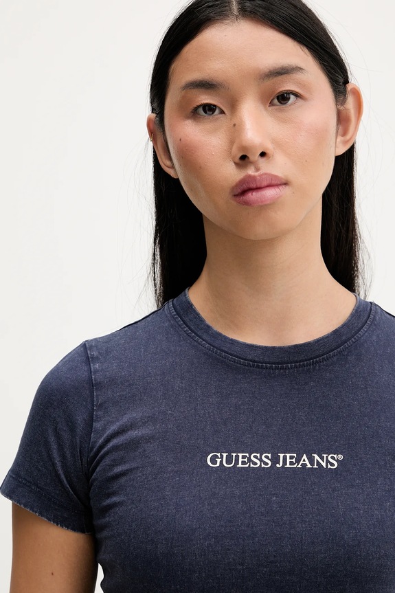 Bavlněné tričko Guess Jeans námořnická modř W5BI26.I3Z14