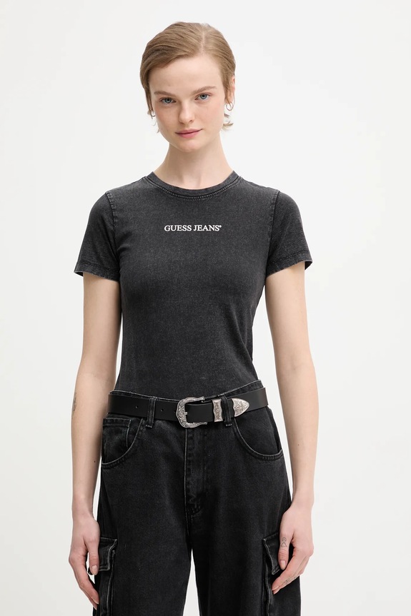 Хлопковая футболка Guess Jeans хлопок чёрный W5BI26.I3Z14