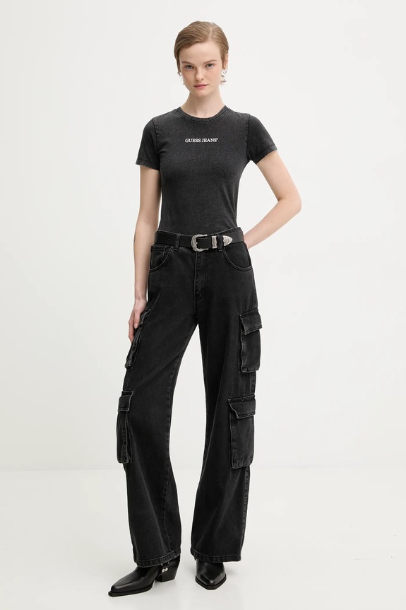 Хлопковая футболка Guess Jeans W5BI26.I3Z14 чёрный AW25