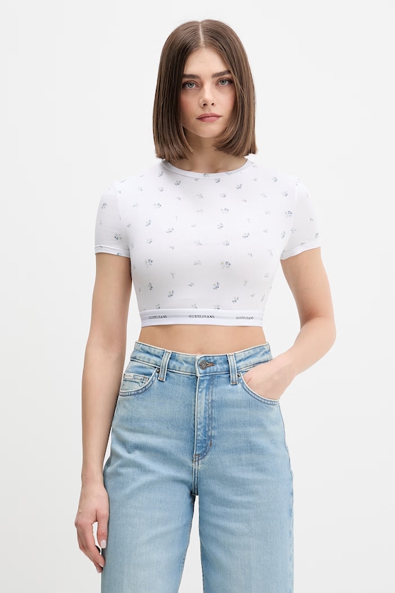 Tričko Guess Jeans slim biela W5YZ02.KBBU1