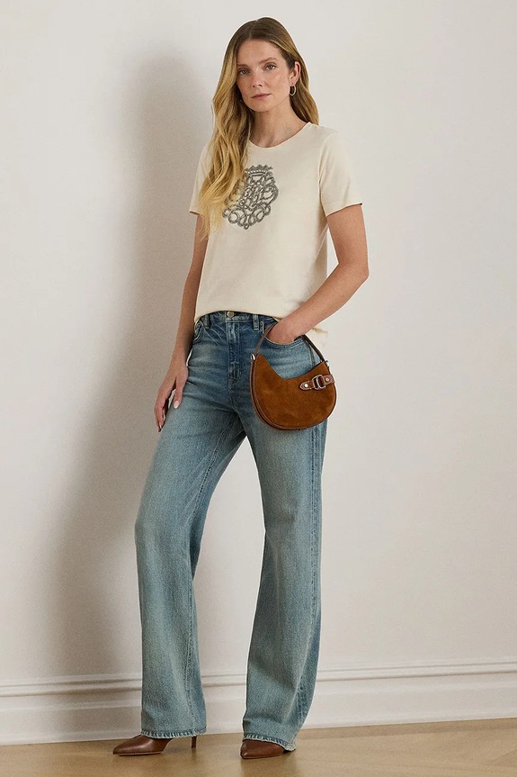 Ρούχα Βαμβακερό μπλουζάκι Lauren Ralph Lauren 200980211 μπεζ