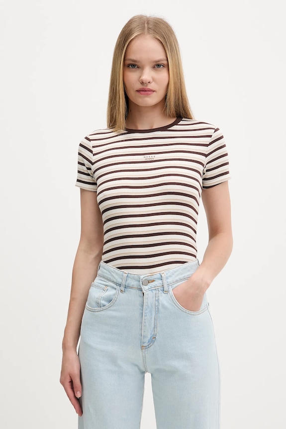 Tričko Guess Jeans slim béžová W5BP52.KA0H1