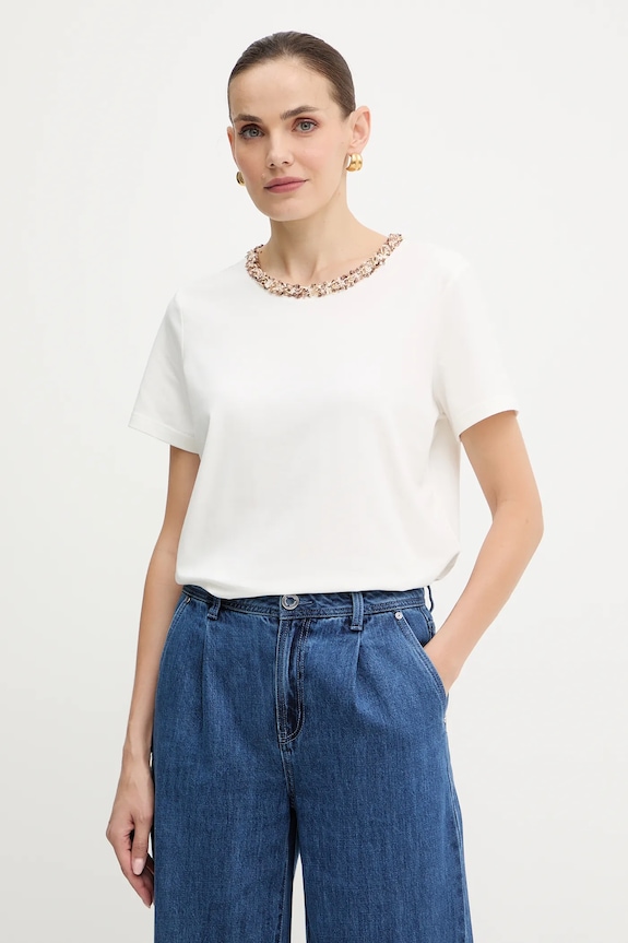 Morgan t-shirt z elastanem biały DANY