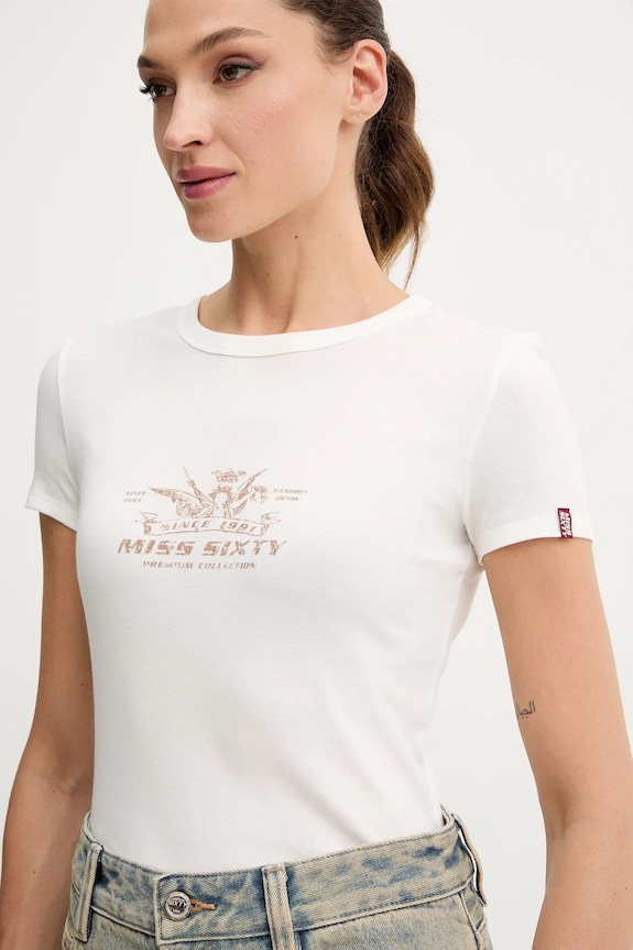 Miss Sixty tricou bej 6S3SJ56300