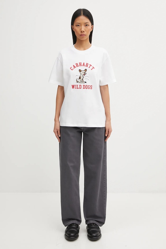 Carhartt WIP cotton t-shirt W' S/S Wild Dog T-Shirt I035487.02XX white