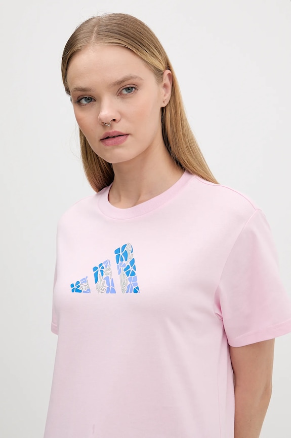 Βαμβακερό μπλουζάκι adidas Table Tee ροζ JV6084