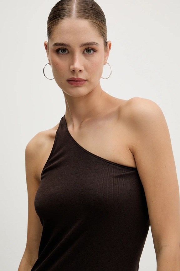 Top Rick Owens Lilies One Shoulder Tank hnedá LI02E3105.RV