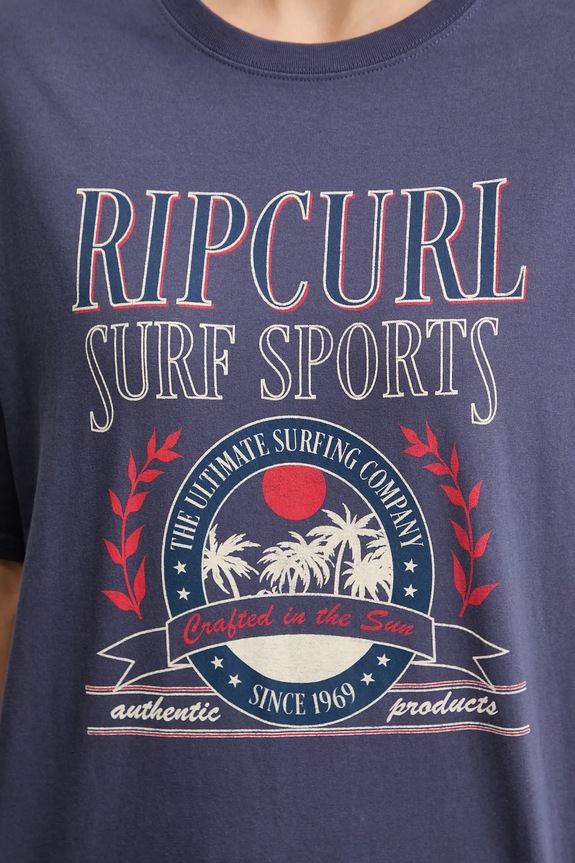 Bavlnené tričko Rip Curl SURF DEPT. HERITAGE 0JZWTE tmavomodrá