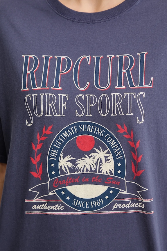 Bavlnené tričko Rip Curl SURF DEPT. HERITAGE 0JZWTE tmavomodrá
