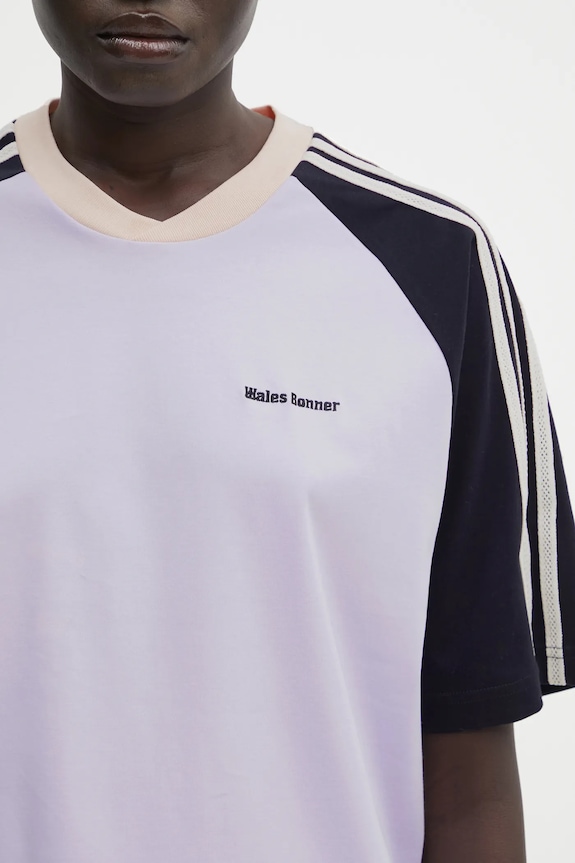 Bavlněné tričko adidas Originals x Wales Bonner Cali Tee fialová KD0337