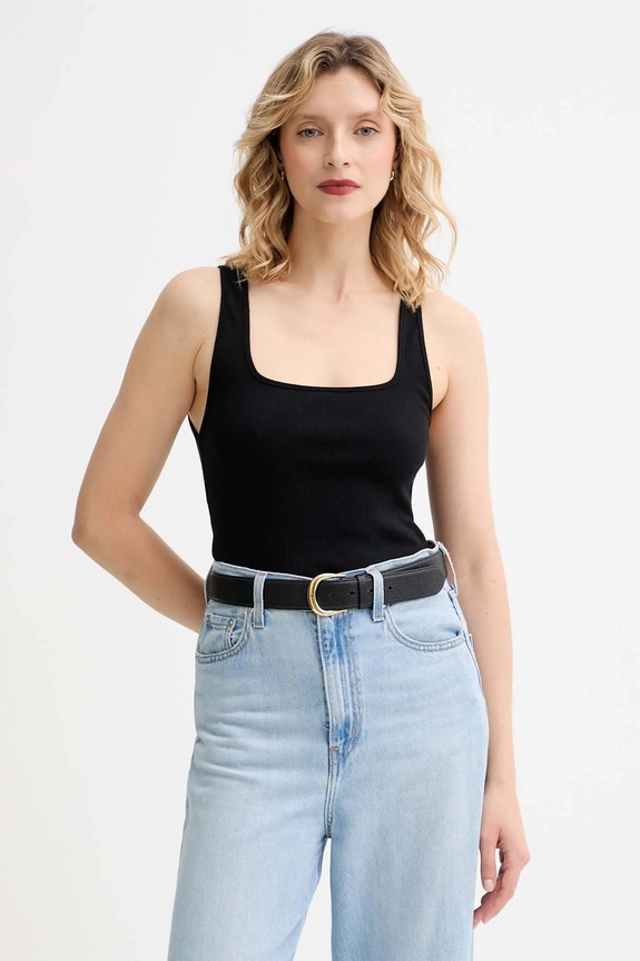 MUUV. top MUUV. x Answear uni negru KOSZULKA.LINEA