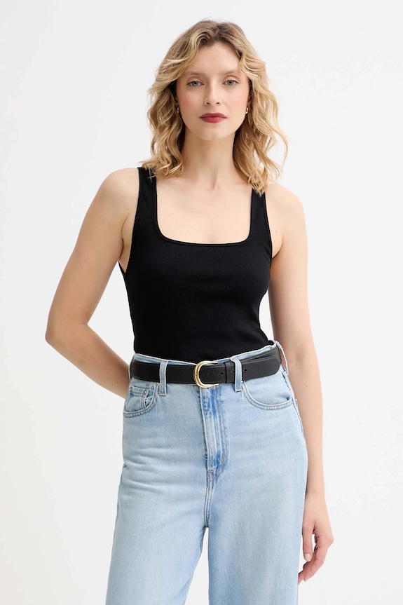 MUUV. top MUUV. x Answear uni negru KOSZULKA.LINEA