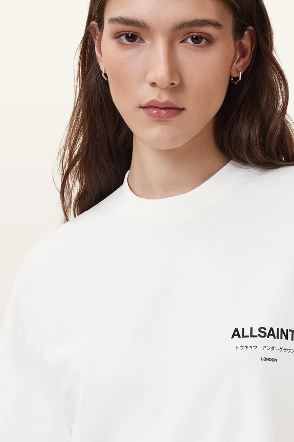 AllSaints pamut póló W202JC fehér SS26