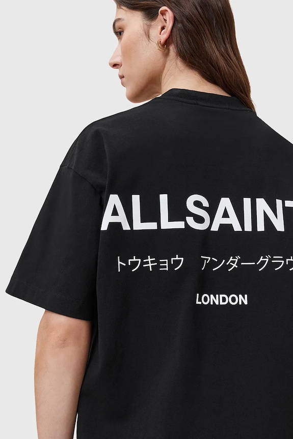 Βαμβακερό μπλουζάκι AllSaints μαύρο W202JC