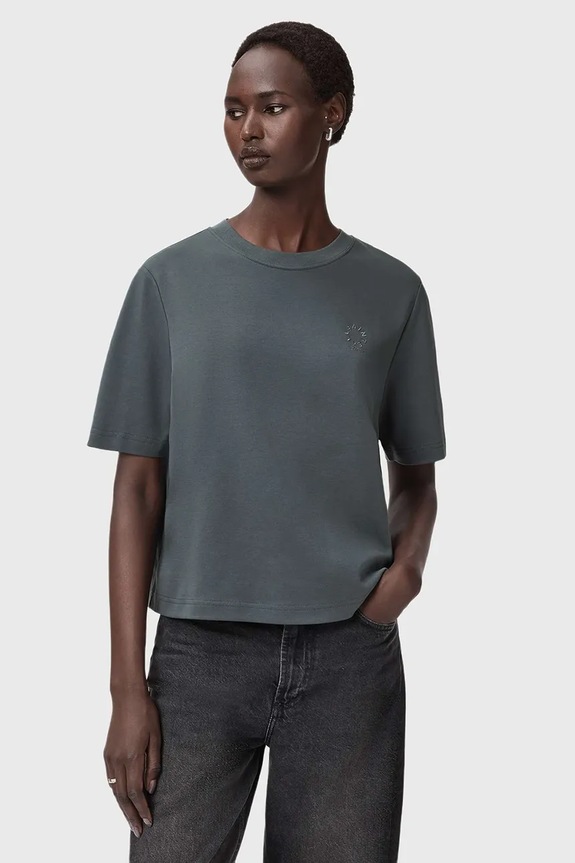 Bavlněné tričko AllSaints kulatý šedá W220JC