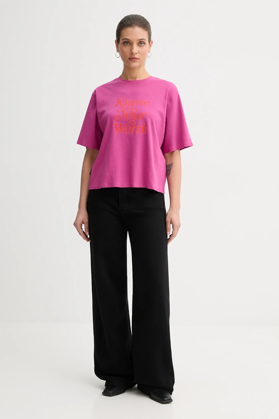 Бавовняна футболка United Colors of Benetton 3DCJD10B9 рожевий AW25