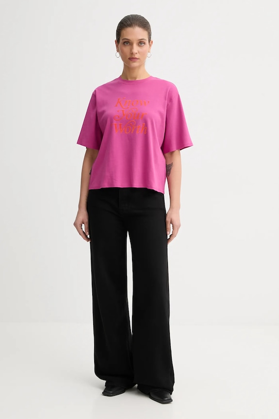 Бавовняна футболка United Colors of Benetton 3DCJD10B9 рожевий AW25