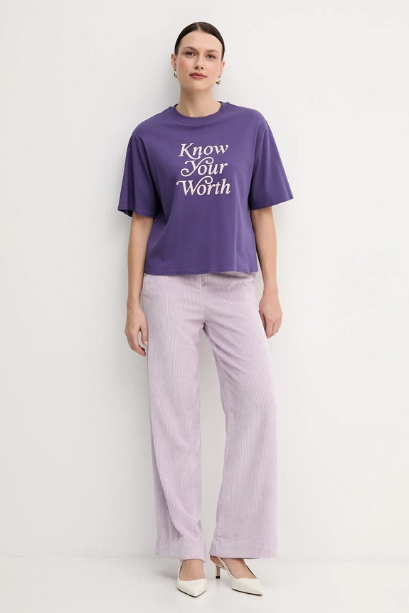 Βαμβακερό μπλουζάκι United Colors of Benetton 3DCJD10B9 μωβ AW25