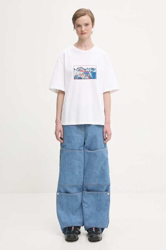 Fiorucci t-shirt bawełniany Winter Waterskiing Print Boxy W25FWJTS003CJ01WH01 biały