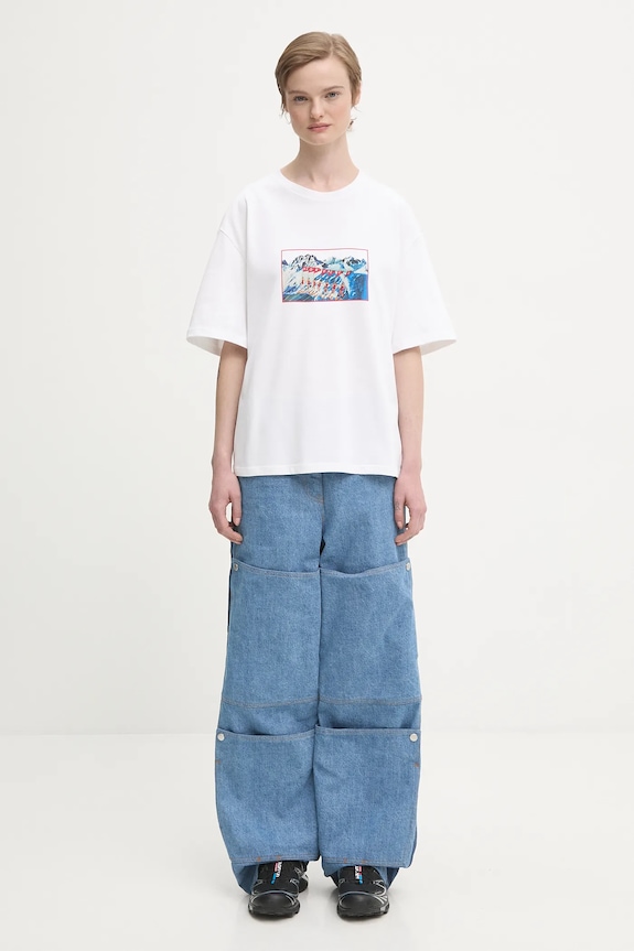 Хлопковая футболка Fiorucci Winter Waterskiing Print Boxy W25FWJTS003CJ01WH01 белый