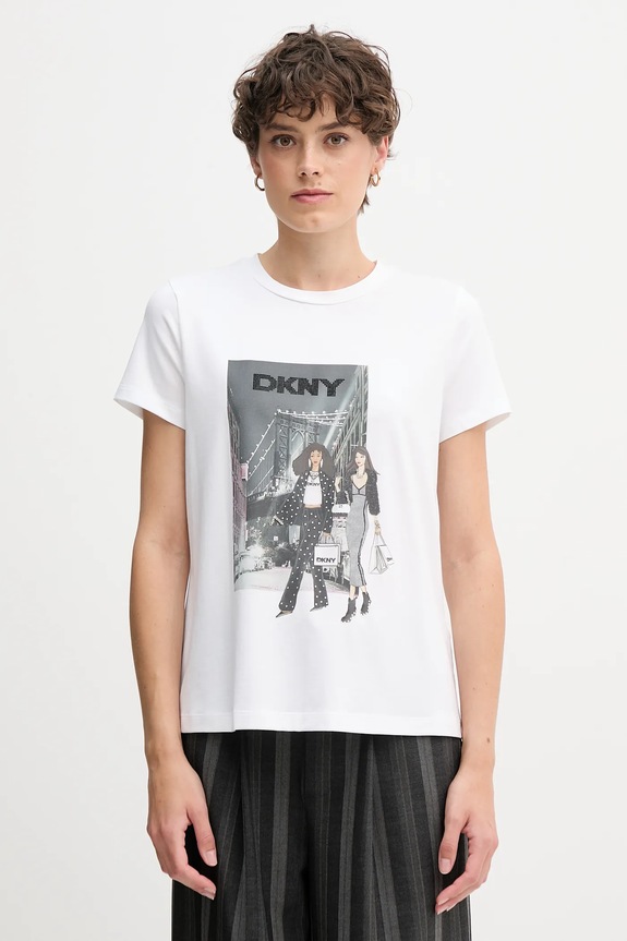 Tričko Dkny KNIT TOPS potlač biela P5MOHWNA