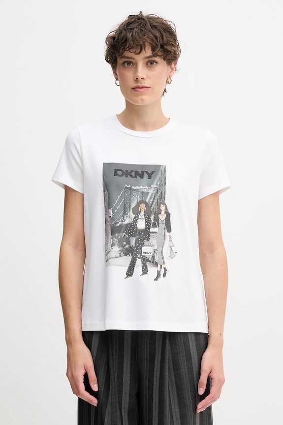Tričko Dkny KNIT TOPS potlač biela P5MOHWNA
