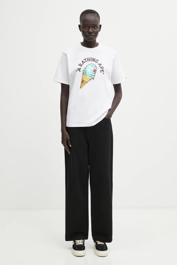 A Bathing Ape cotton t-shirt Ice Cream 001TEL302043L white