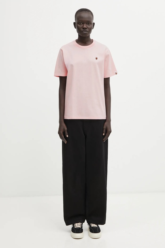A Bathing Ape cotton t-shirt Ape Head One Point 001TEL302070L pink
