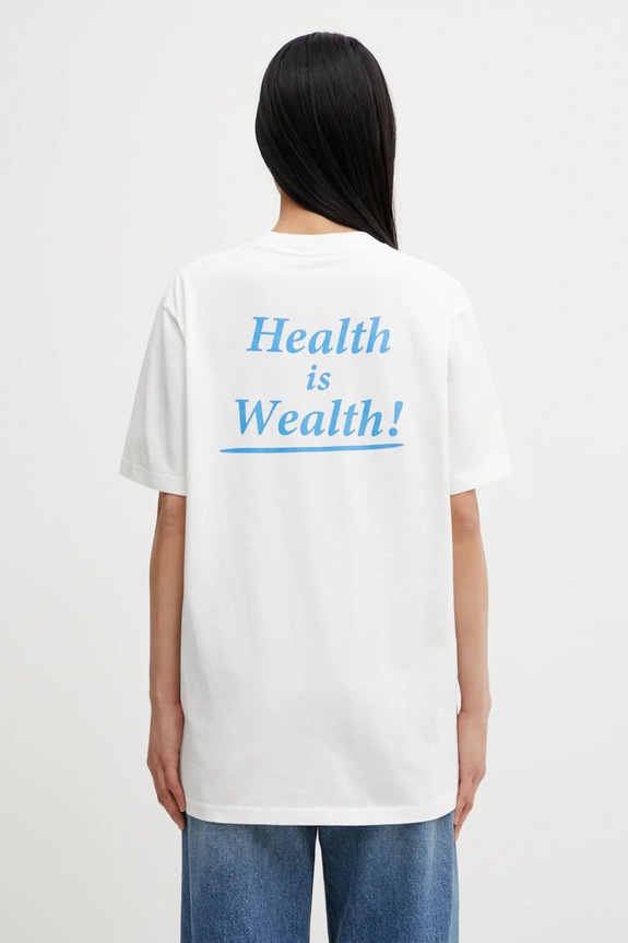Sporty & Rich cotton t-shirt Health is Wealth cotton beige TO04367300WH01