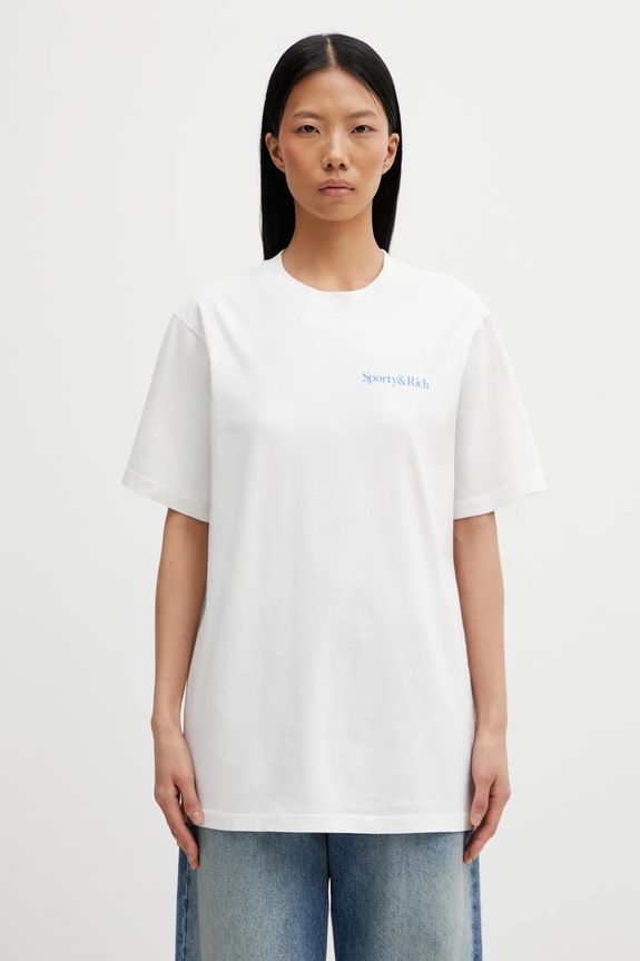 Clothing Sporty & Rich cotton t-shirt Health is Wealth TO04367300WH01 beige