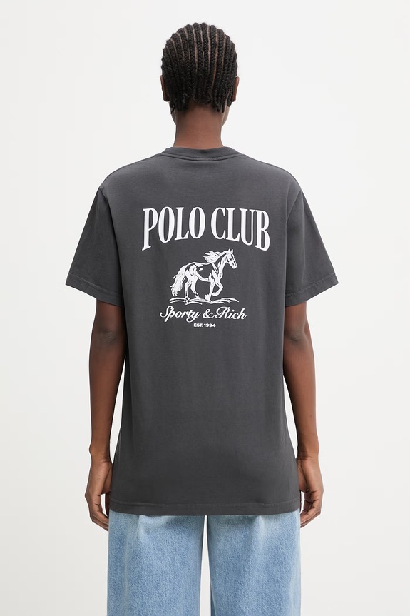 Одяг Sporty & Rich Stallion футболка бавовняна жіноча TO04365262BA02 сірий
