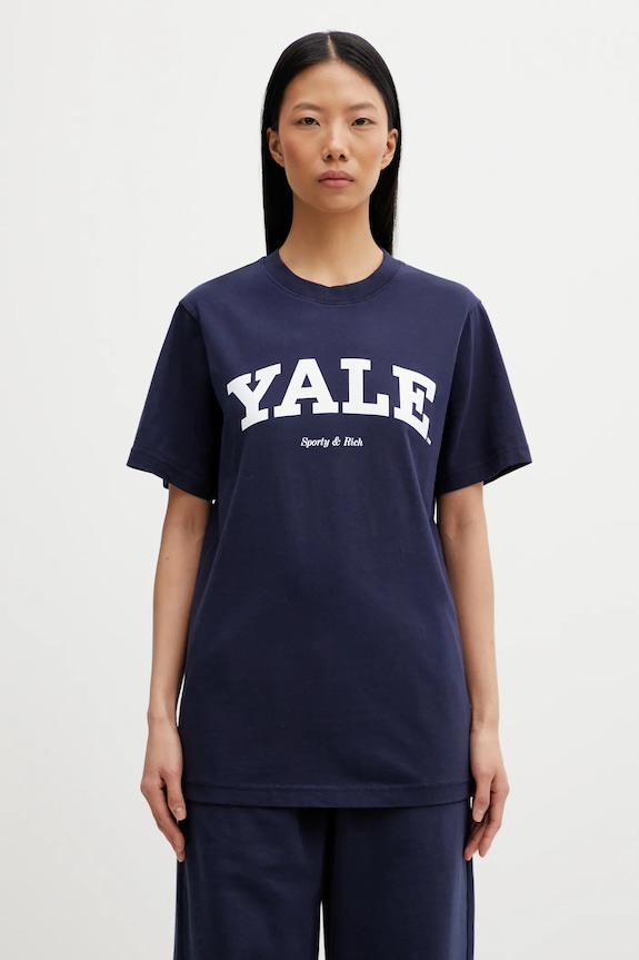 Sporty & Rich cotton t-shirt Yale Classic cotton navy TO043611678BL106