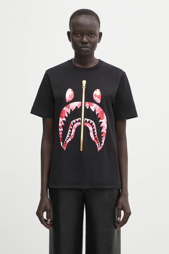 Bavlněné tričko A Bathing Ape ABC Camo Shark regular černá 1L30210008