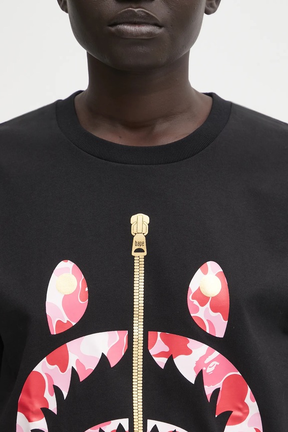 Bavlněné tričko A Bathing Ape ABC Camo Shark černá 1L30210008