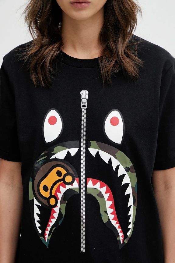 A Bathing Ape t-shirt bawełniany 1st Camo Milo Shark czarny 002TEL802015L