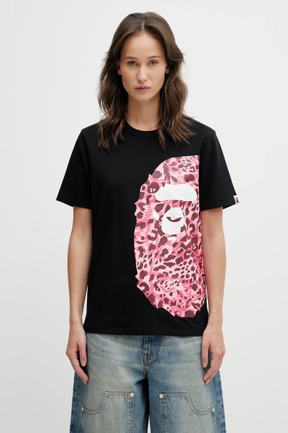 A Bathing Ape t-shirt in cotone Wild Leopard regolare nero 001TEL802065L