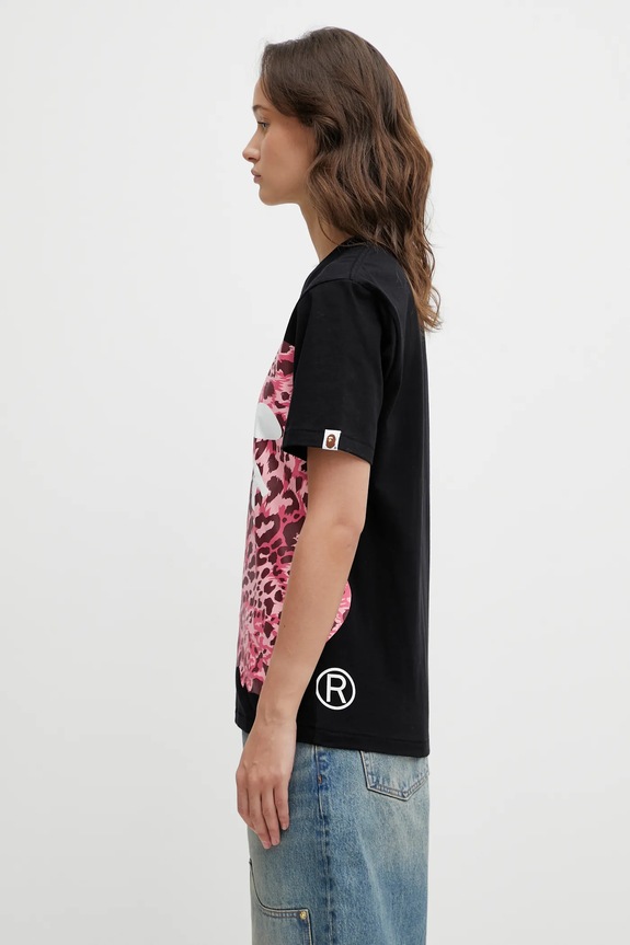 A Bathing Ape t-shirt in cotone Wild Leopard 001TEL802065L nero AW25