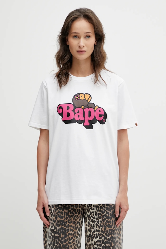 A Bathing Ape t-shirt bawełniany Baby Lisa nadruk biały 002TEL802012L