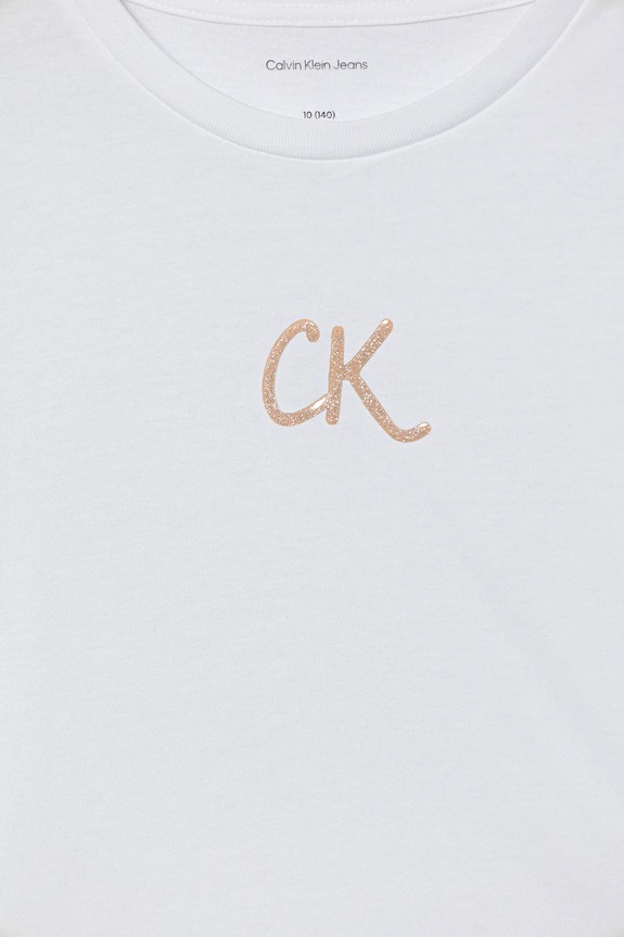 Dziewczynka Calvin Klein Jeans t-shirt bawełniany dziecięcy IG0IG02972.128.176.9BYA biały