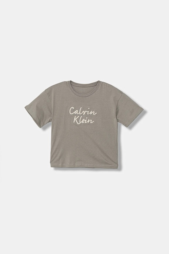 Calvin Klein Jeans t-shirt bawełniany dziecięcy aplikacja szary IG0IG02973.9BYA