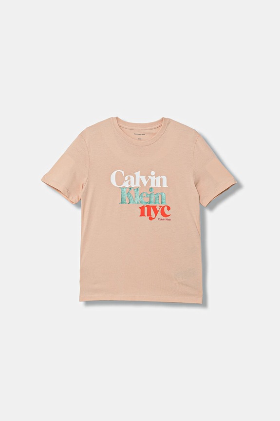 Dječja pamučna majica kratkih rukava Calvin Klein Jeans print narančasta IG0IG02991.128.170.9BYA
