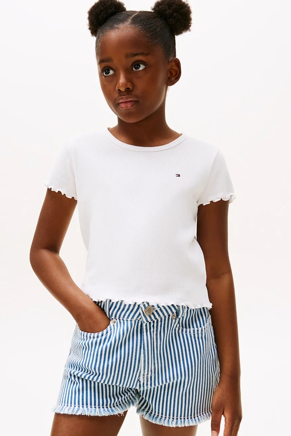 Tommy Hilfiger gyerek póló elasztánnal fehér KG0KG08590.104.122.9BYA