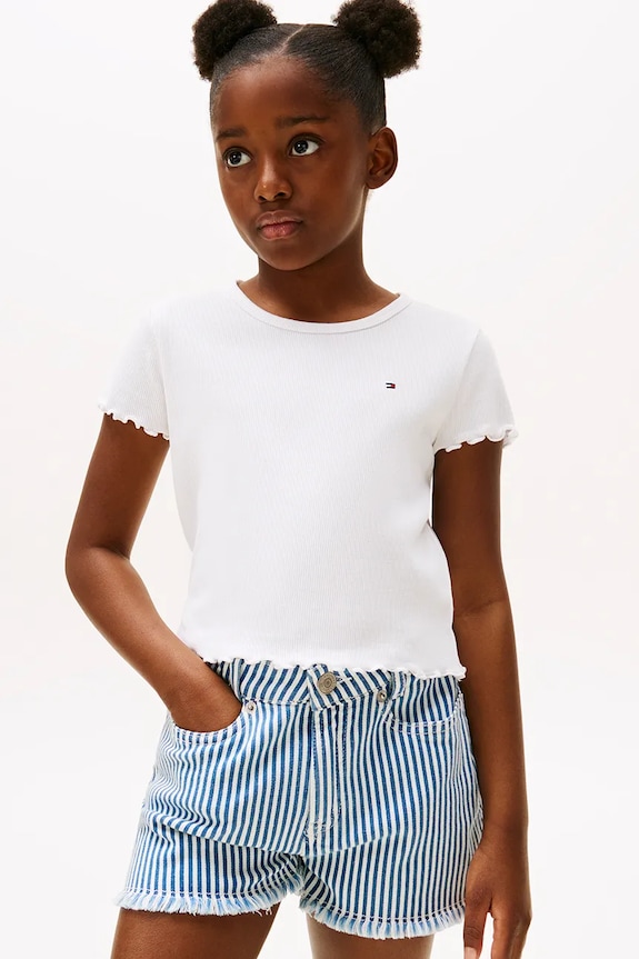 Tommy Hilfiger gyerek póló elasztánnal fehér KG0KG08590.104.122.9BYA