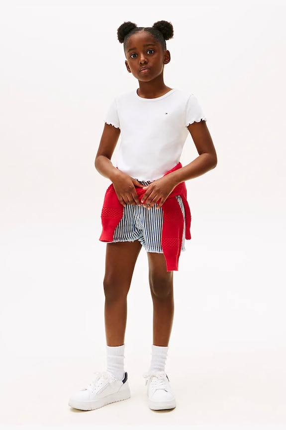 Lány Tommy Hilfiger gyerek póló KG0KG08590.104.122.9BYA fehér