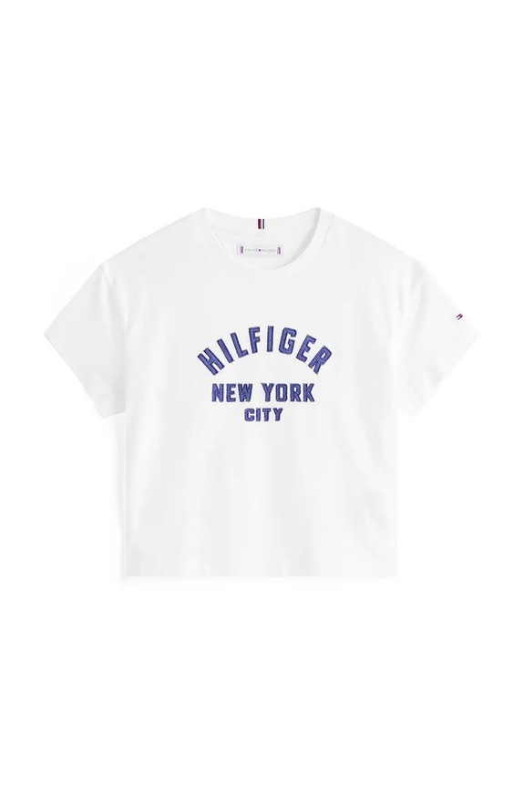 Dětské bavlněné tričko Tommy Hilfiger KG0KG08635.9BYA bílá AW25