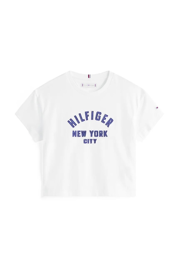 Dětské bavlněné tričko Tommy Hilfiger KG0KG08635.9BYA bílá AW25