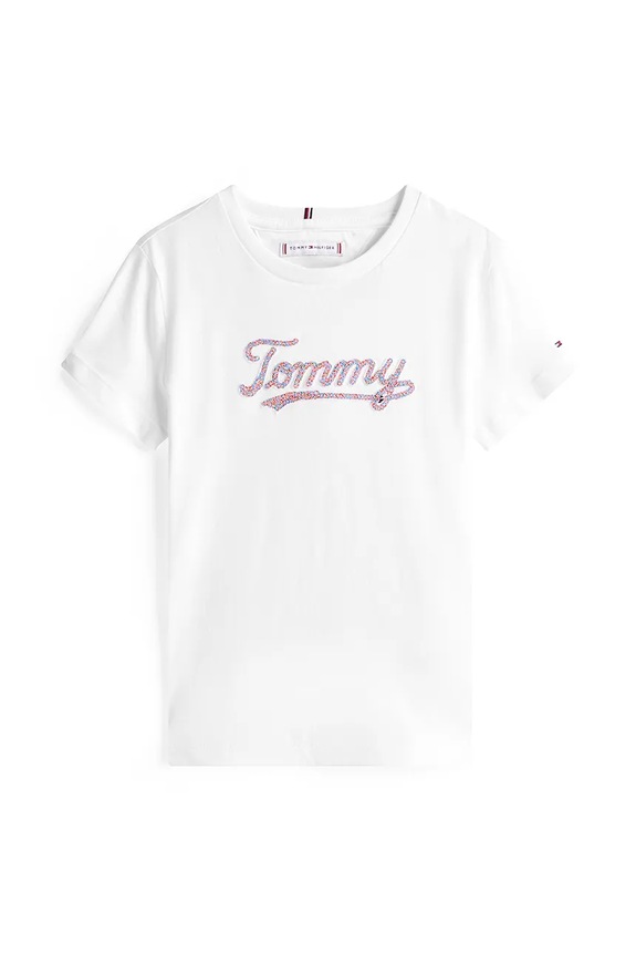 Bavlnené tričko Tommy Hilfiger KG0KG08637.9BYA biela AW25