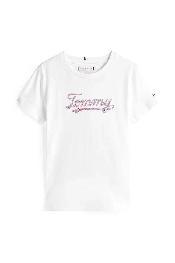 Bavlnené tričko Tommy Hilfiger KG0KG08637.9BYA biela AW25