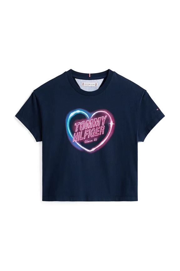 Tommy Hilfiger gyerek pamut póló KG0KG08640.9BYA sötétkék AW25