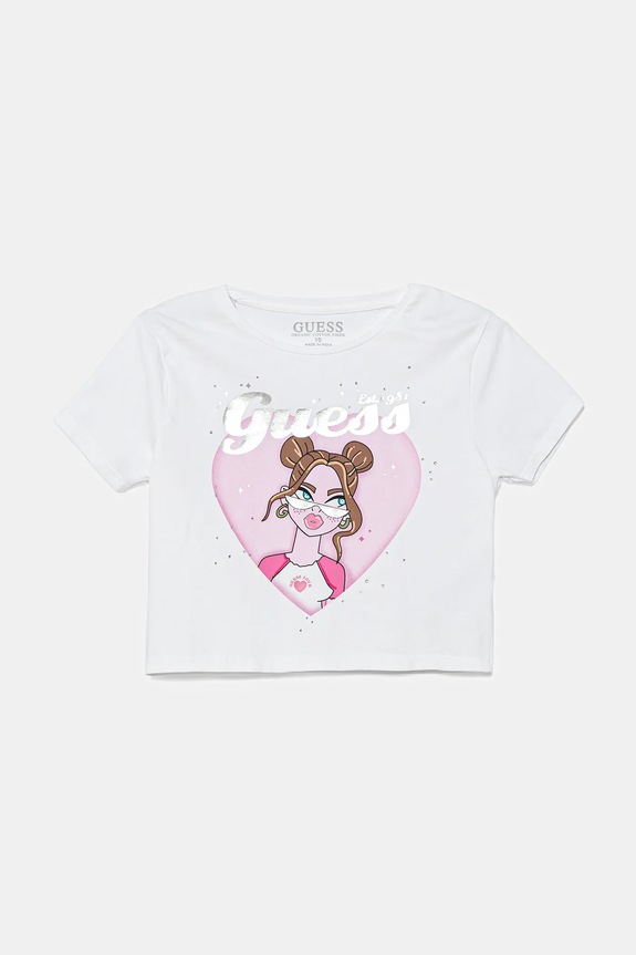 Guess t-shirt bawełniany dziecięcy z elastanem biały J5YI08.K6YW4.9BYA